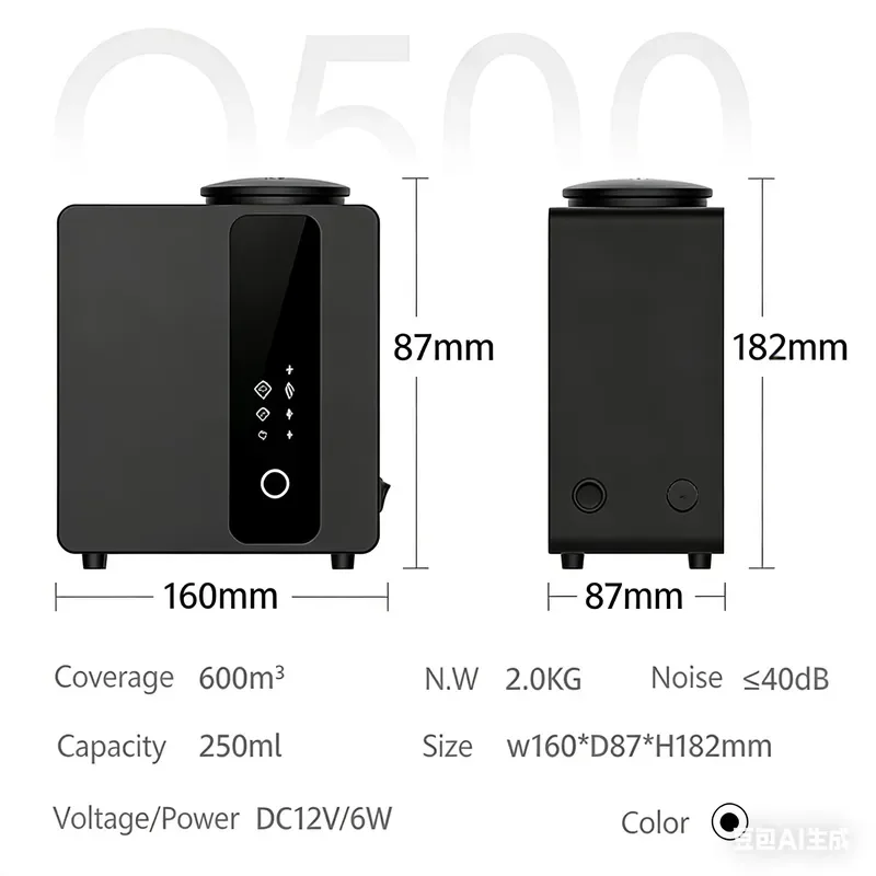 Metal HVAC Aromatherapy Diffuser with Electric Humidifier & App Control for Commercial & Home Use 250ml Small Aroma Diffuser