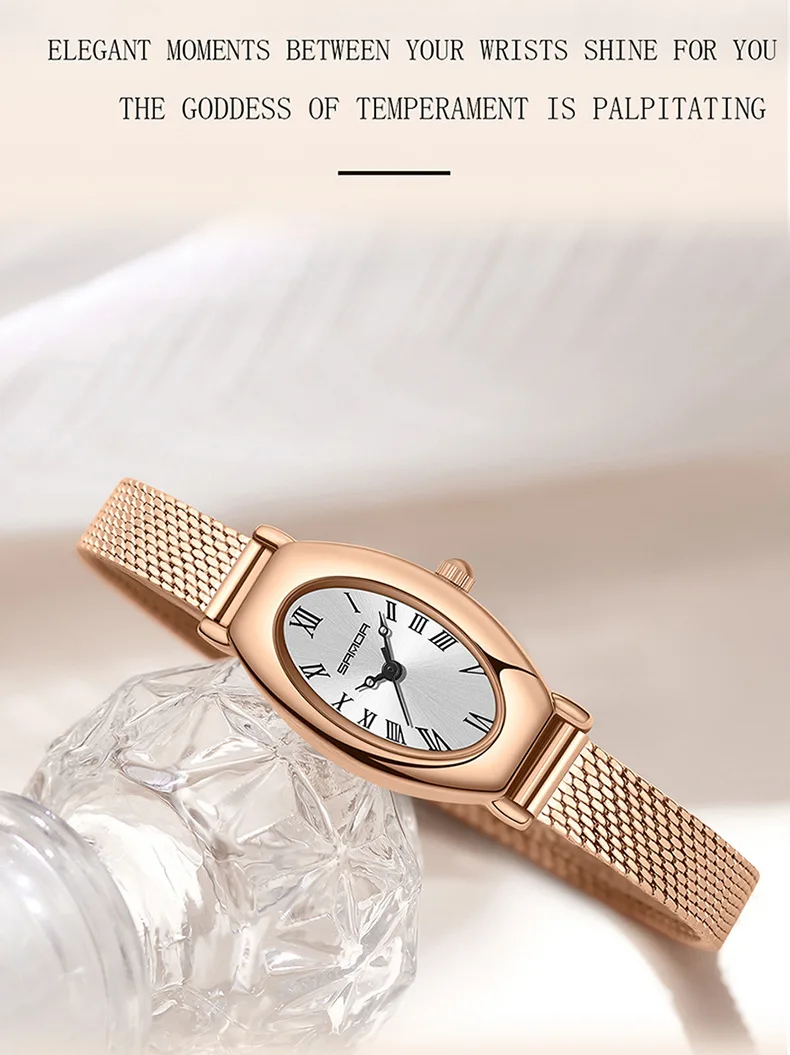 Sanda jam tangan Analog wanita bisnis, arloji Dial persegi nomor Roman tahan air Quartz 1123