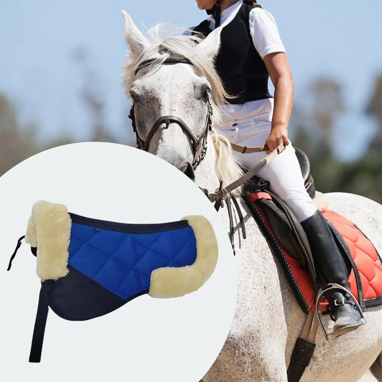 

Horse Saddle Pad Accessory Non Slip Breathable Equestrian Contoured Practical Thick Wear Resistant Cushion Half Pad Saddle Mat
