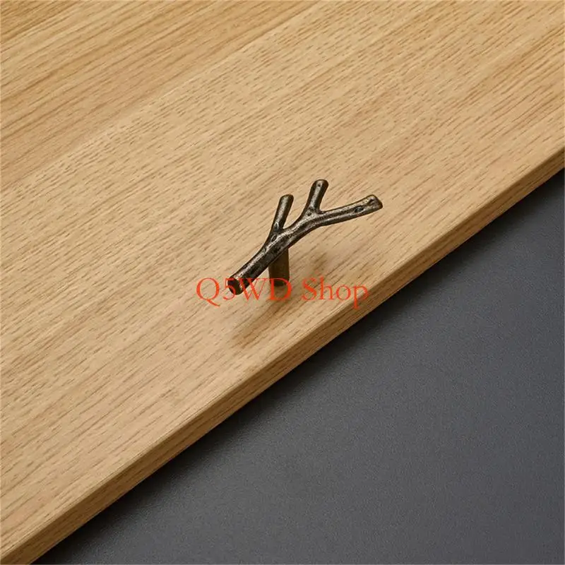 

Q5WD винтажная ручка ветки дерева из цинкового сплава, дверная ручка для кухонного шкафа, простая ручка для ящика, мебельная