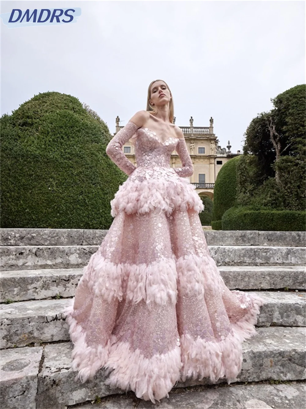 Elegante Strapless Galajurk 2024 Charmante Avondjurken Met Lange Mouwen Luxe Jurken Tot Op De Grond