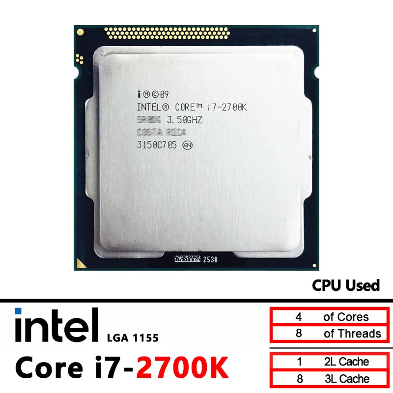 Core CPU Intel 3,8 動作OK（60s） 2700K 【簡易動作確認済み(Windows
