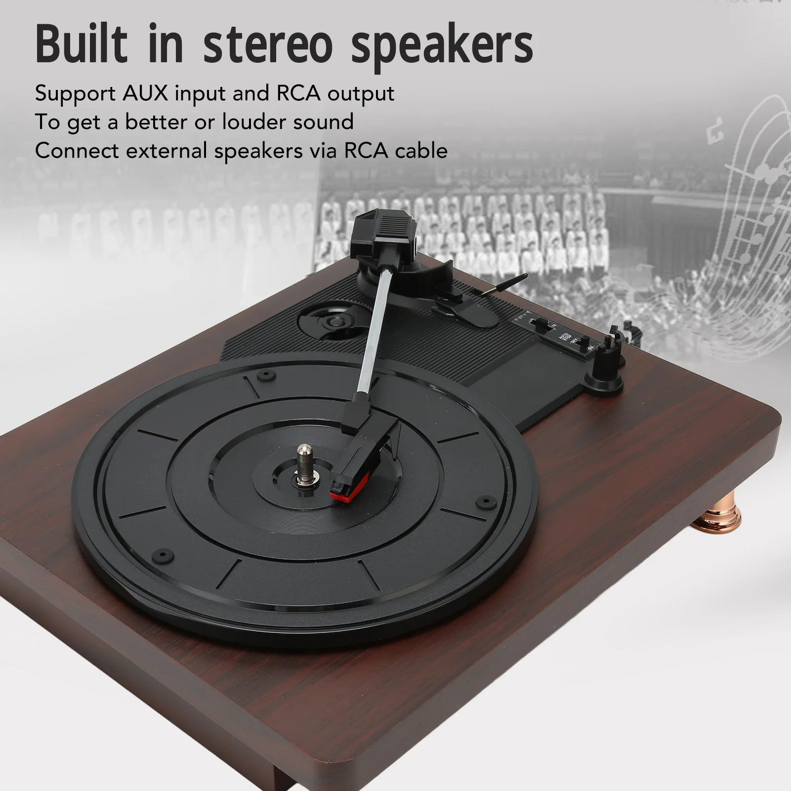 Vinyl Record Player 3 Speeds Vintage Turntable Record Player for Entertainment Decor