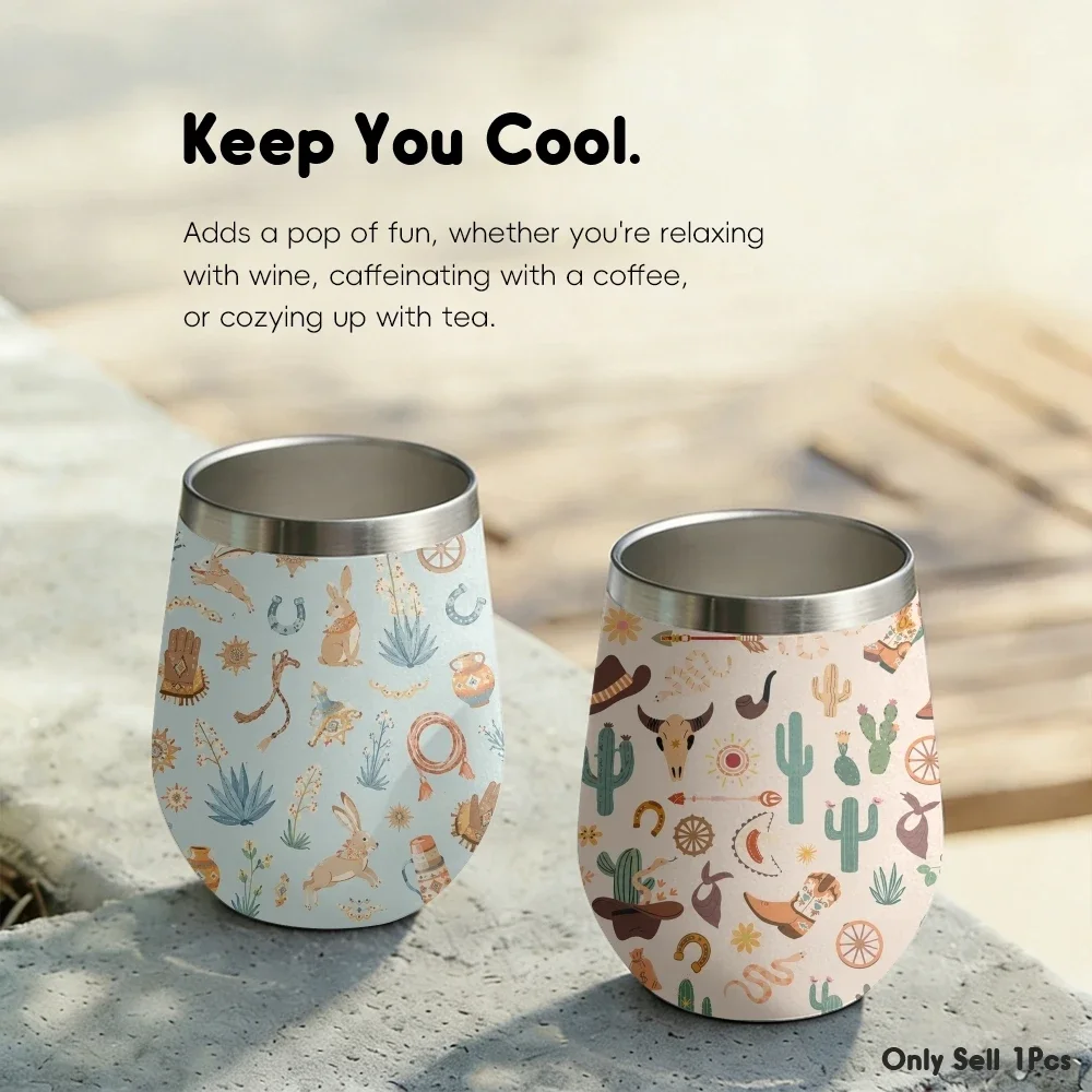 Desert Cactus Pattern Vacuum Flasks 12oz Insulated Stainless Steel Mug with Lid Double Wall Vacuum Drink Coffee Cup Tumbler