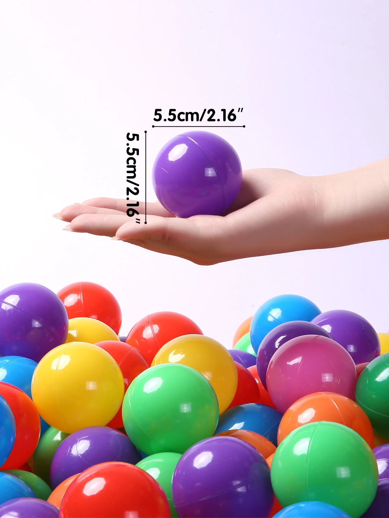 子供用のカラフルなプラスチック製折りたたみボール,環境にやさしいウォータープールのおもちゃ,収納メッシュバッグ,5.5cm, 100個