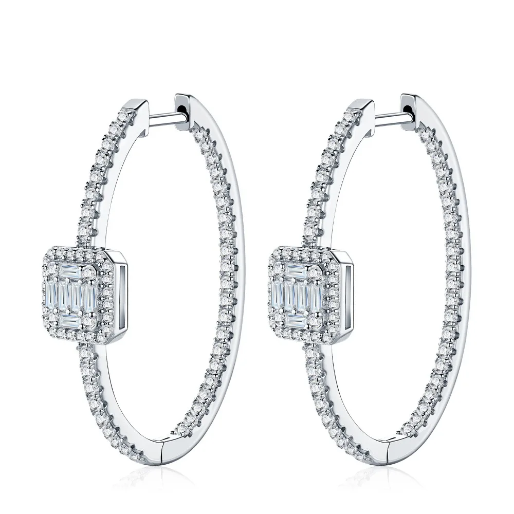 

S925 Sterling Silver Square Hoop Earrings for Women Lightweight Luxury Minimalist Design Trendy Cross-border Bestseller