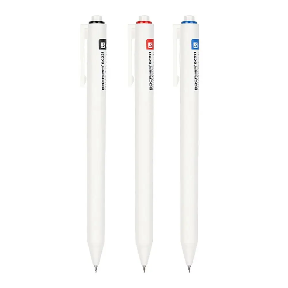 6pcs/box Pressed Ballpoint Pen Quick Drying Fine Point Gel Pen Writing Tool Black Ink Pen for Student Writing Stationery Supply