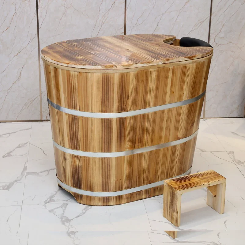 

Backrest Bath Bucket Major Convenient Insulation Wooden Bathtub Fumigation Thicken Bain Pliable Adullte Salon Furniture CY50YT