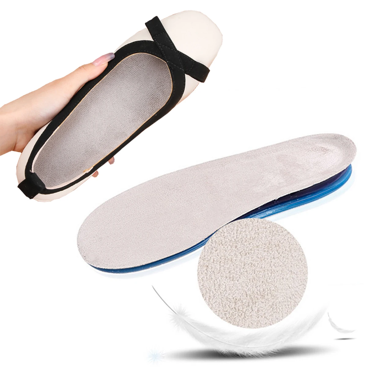 Gel Silicone Shoe Insoles with Orthotic Arch Support, Soft A