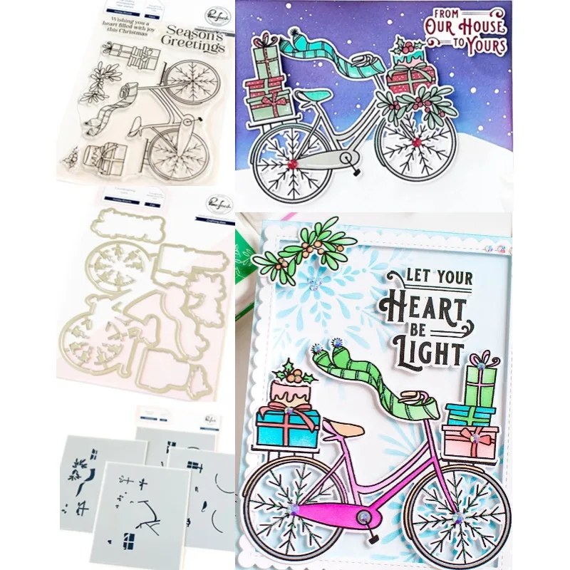 

Holiday Foliage Tree Bicycle Flowers Street Snowflake Grid Metal Cutting Dies Stamp Stencil Hot Foil Diy Greeting Card 2024 New
