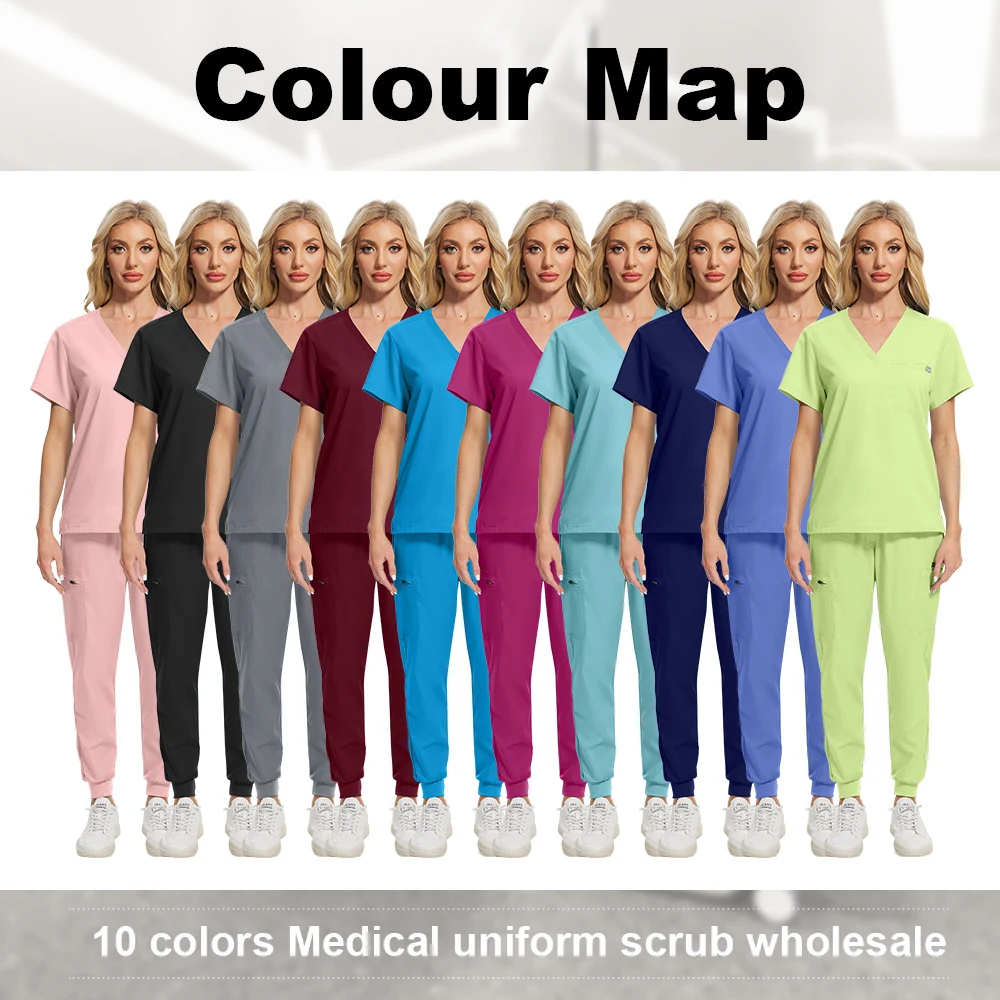 Unisex mundury pielęgniarki dekolt w serek zestaw do peelingu dentystycznego mężczyźni sala operacyjna mundury chirurgiczne kobieta lekarz mundur weterynaryjny strój pielęgniarski