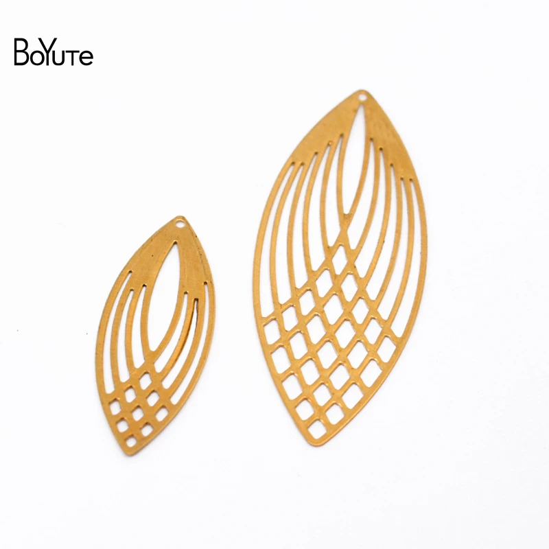 BoYuTe (100 Pieces/Lot) Diy Hand Made Materials Metal Brass Filigree Leaf Pendant Jewelry Accessories