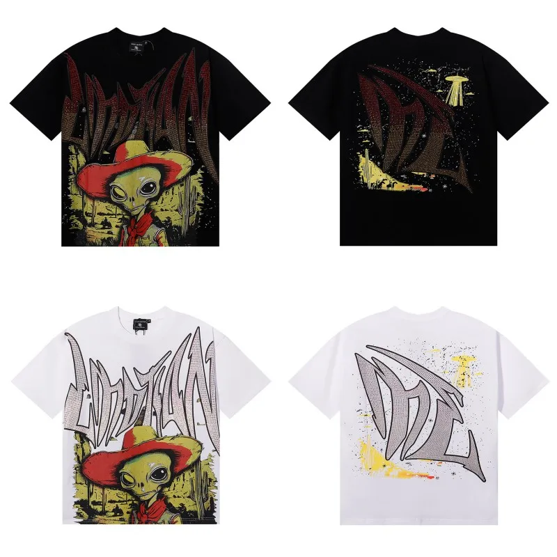 

Высококачественная футболка с дизайном из страз, хлопковая, повседневная, с круглым вырезом, коротким рукавом, молодежная, модная, для ежедневной носки.