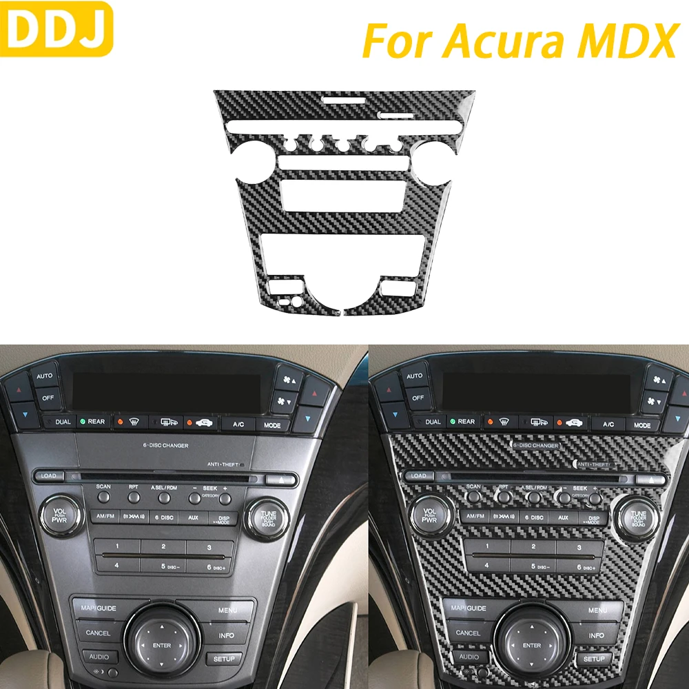 

For Acura MDX 2007-2013 Accessories Carbon Fiber Center Console Radio AC CD Panel Cover Trim Car Interior Decoration Sticker