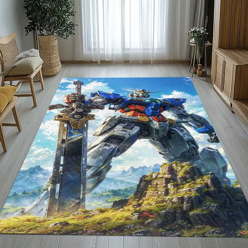 3D Vintage Gundam Destroy Zeon Cartoon Area Rug,Soft Non-Slip Carpet Mat for Living Room Bedroom,Sofa Floor Rug,Home Decor Gift