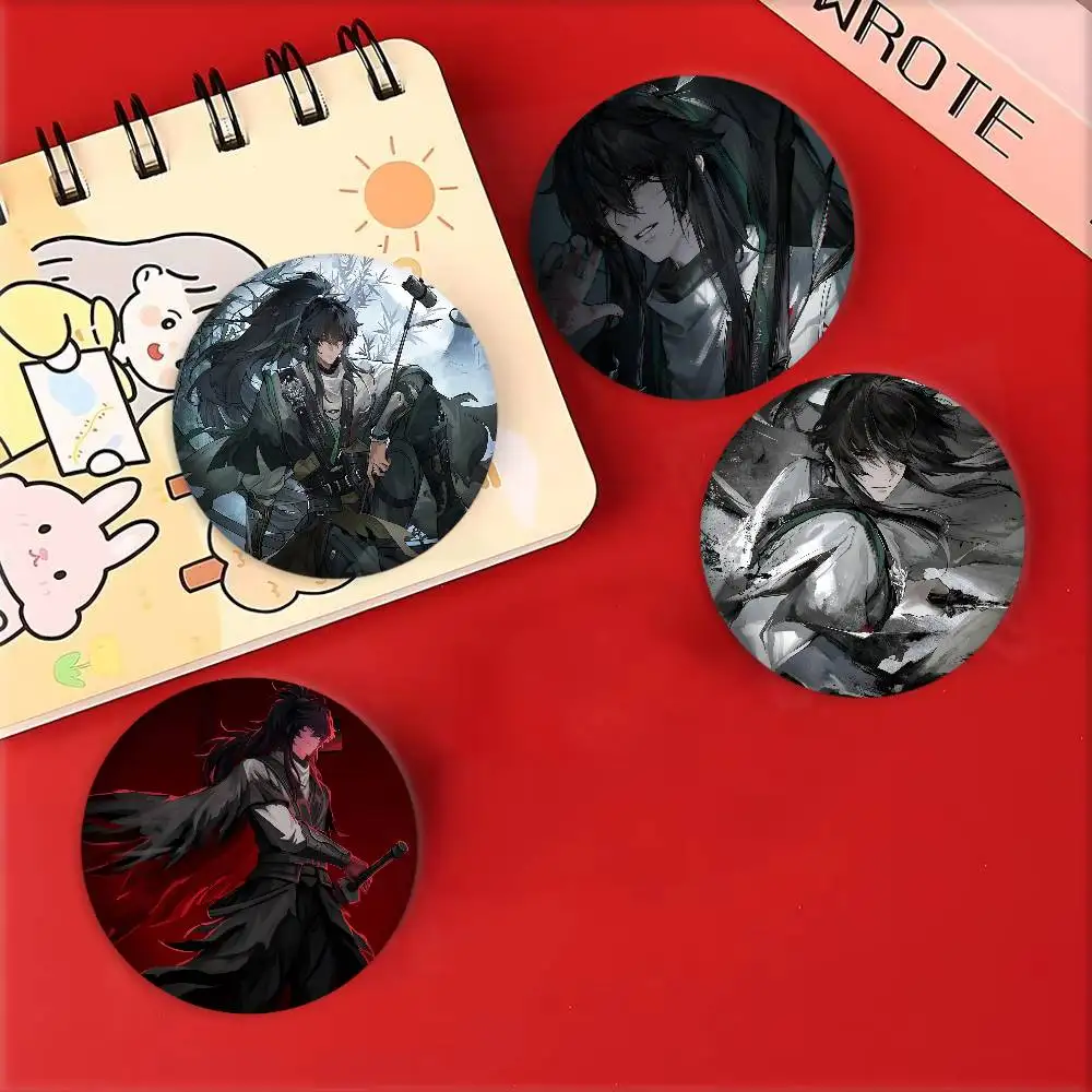 Game Wuthering Waves Handsome Swordsman Qiuyuan Anime Art Badges Round Laser Badge Cartoon Brooch Clothes Backpack Accessories
