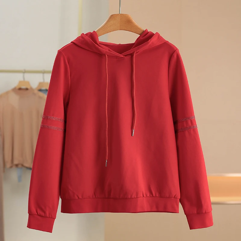 

Простая повседневная толстовка с капюшоном, однотонная, свободного кроя, с длинными рукавами, женская, весенняя новинка, удобная, дышащая, из эластичного волокна