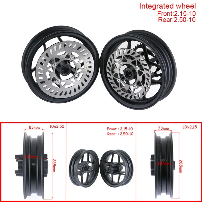 プロケットとディスクブレーキリム,バイク用,掃除機,12mm, 15mm,フロント2.15-10,リア2.50-10