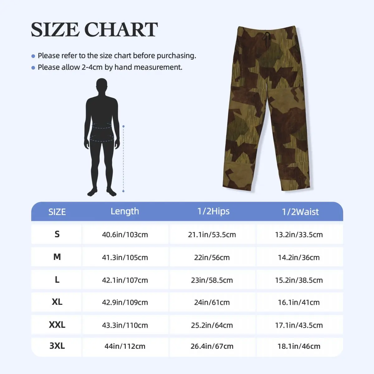 Pantalones de pijama de camuflaje Splittertarn alemán de la Segunda Guerra Mundial para hombre, pantalones de pijama estampados de camuflaje militar del ejército, ropa de dormir con bolsillos