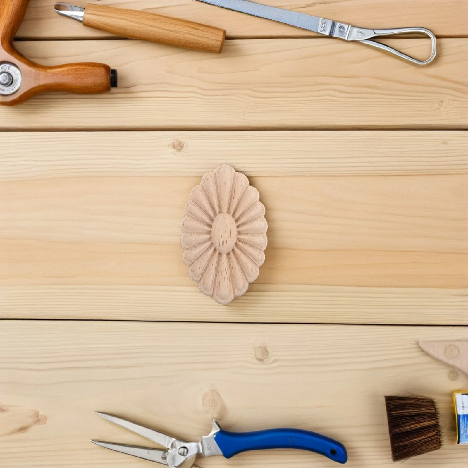 

4pcs Decorative Wood Carvings Unpainted Floral Appliques For Diy Furniture Wall Bed Door Table Decor Handicraft Sewing Tools