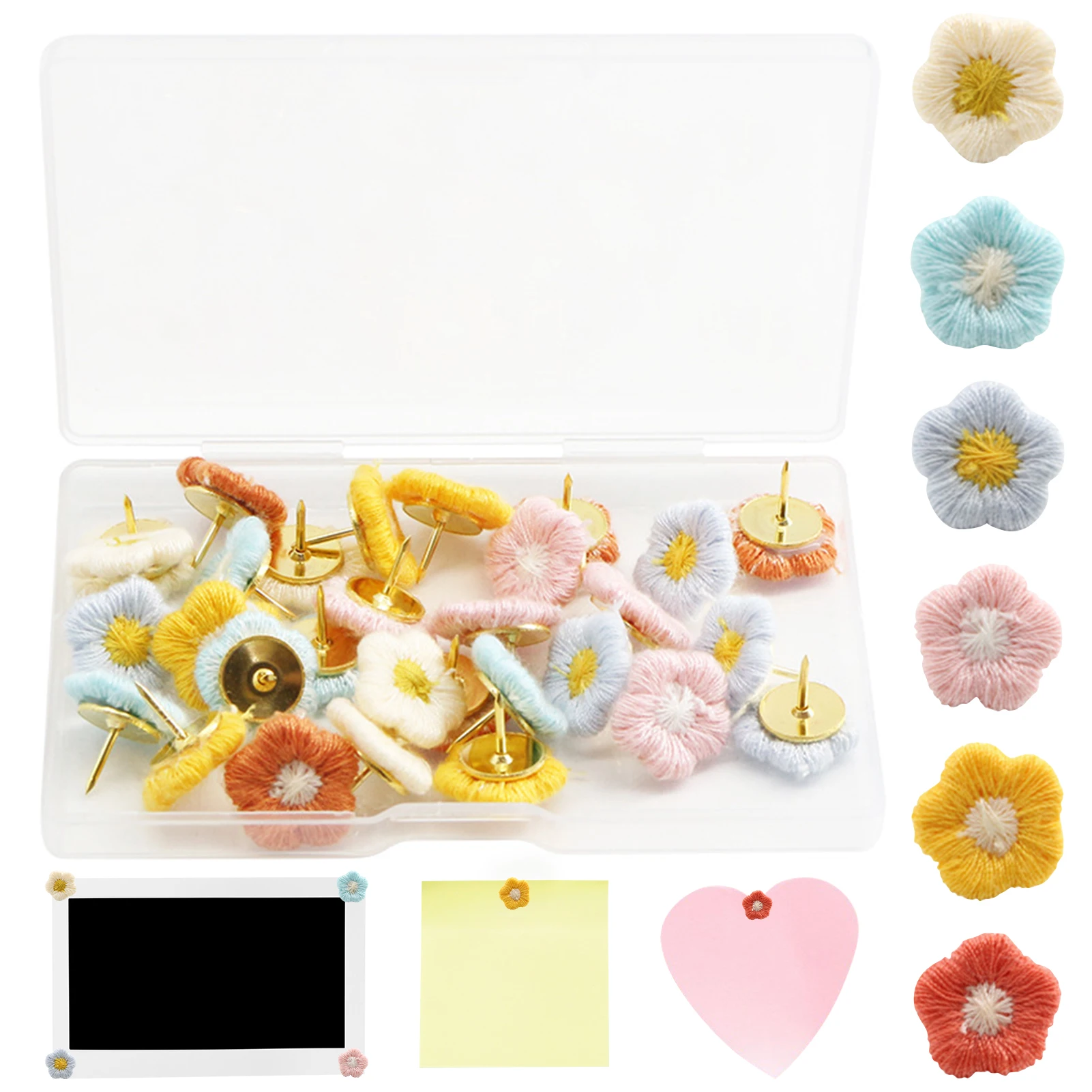 30ชิ้นคอร์คบอร์ดธ์แจ็คติดผนังสำหรับกระดานข่าวตกแต่งด้วยกล่องดอกไม้กดแผนที่สีสันสดใสจอแสดงภาพงานฝีมือ DIY