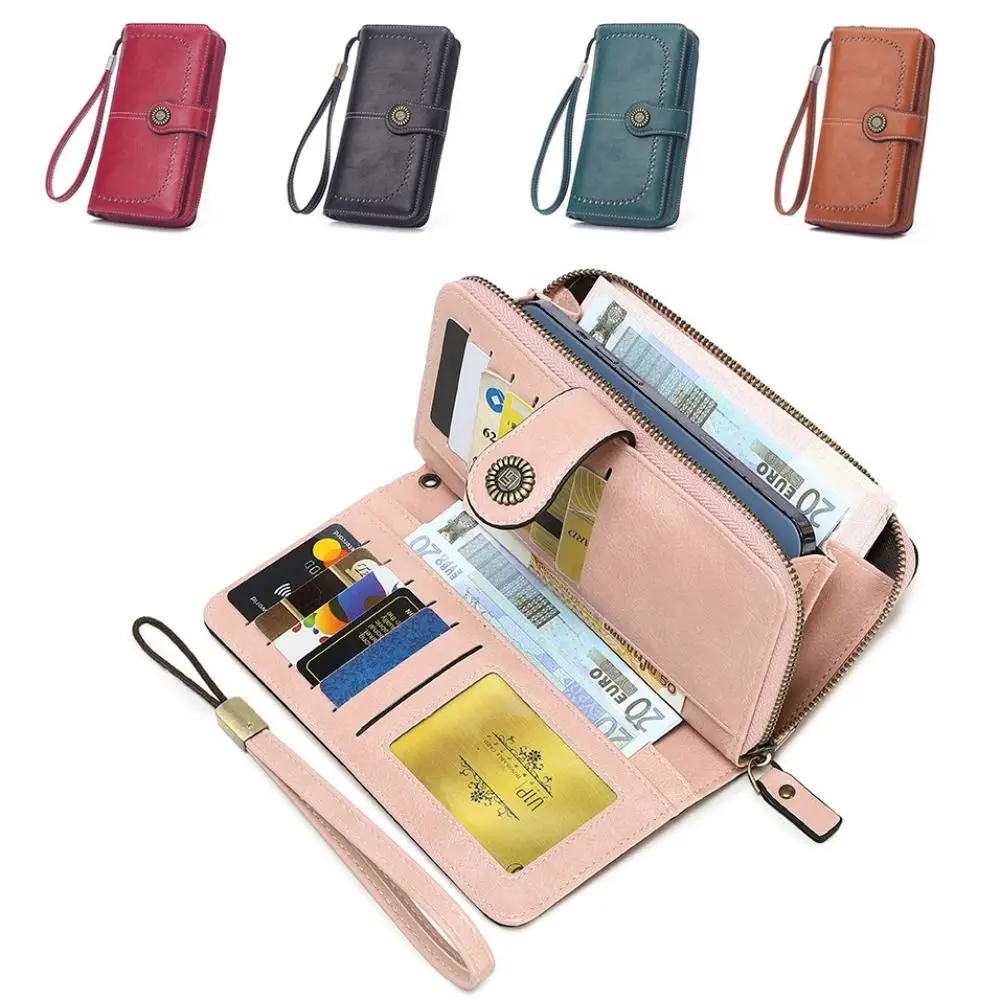 

Multifunctional Zipper Long Wallet Large Capacity Leather Coin Purse Card Bag