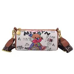 Cute Mini Waist Bag Chest Bag for Women 2023 New Ladies Fashion Graffiti Crossbody Bag Shoulder Bag Cylinder Bag