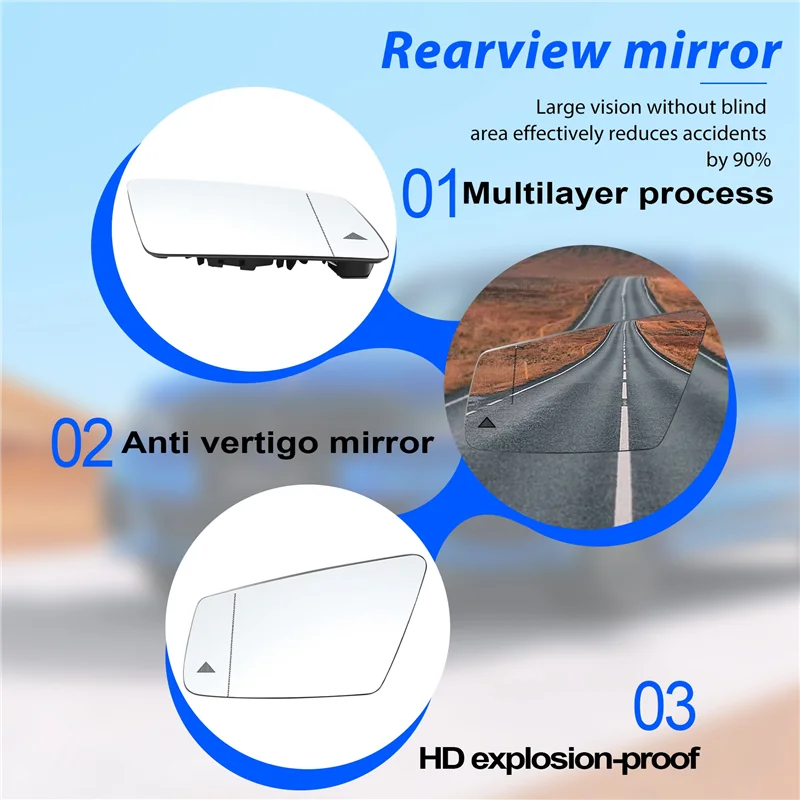 

Car Replacement Heated Blind Spot Warning Wing Rear Mirror Glass For Gla GLK W204 W212 W221 09-18