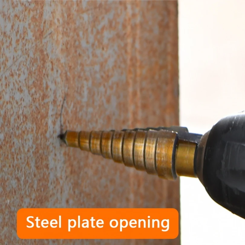 Punta da trapano a gradino HSS 3 pezzi 4-12mm 4-20mm 4-32mm scanalatura dritta utensili per la lavorazione del legno rivestiti in titanio per nucleo di taglio del foro