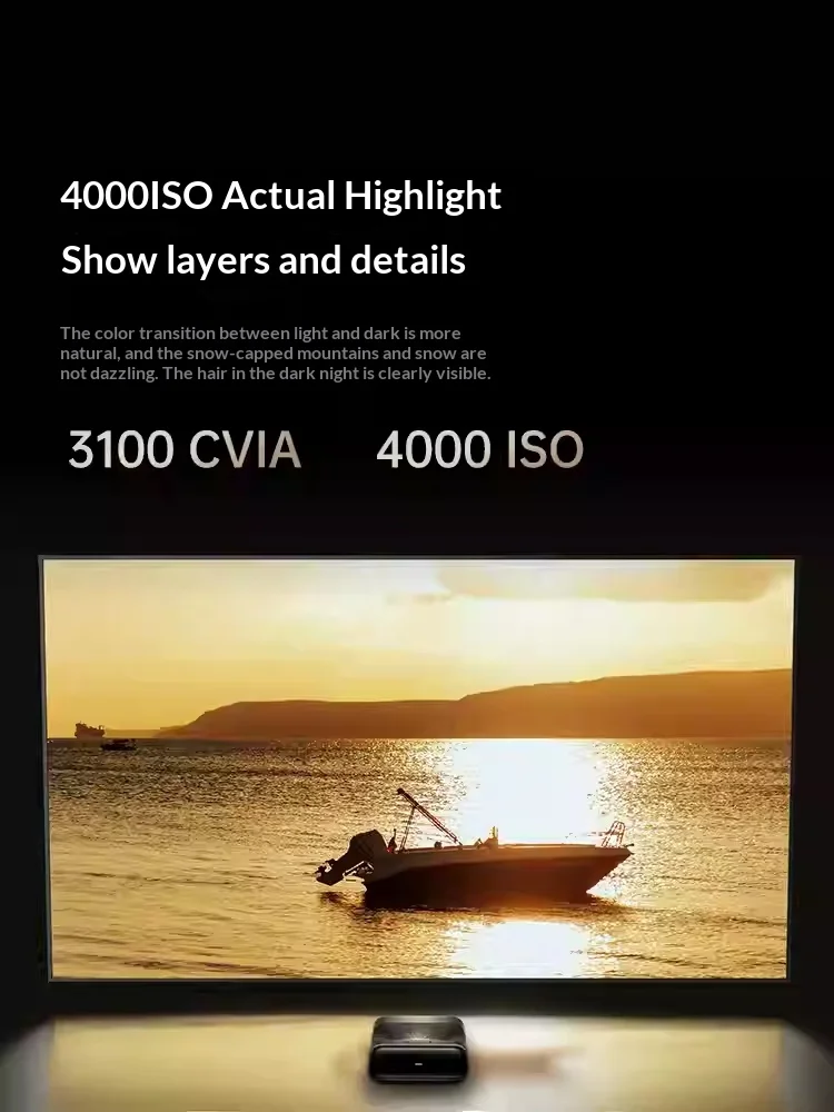 JMGO O3 Ultra Projector Tricolor laser 3100cvia 20000：1 Ultra High Dynamic Contrast Projectors Intelligent Obstacle Avoidance