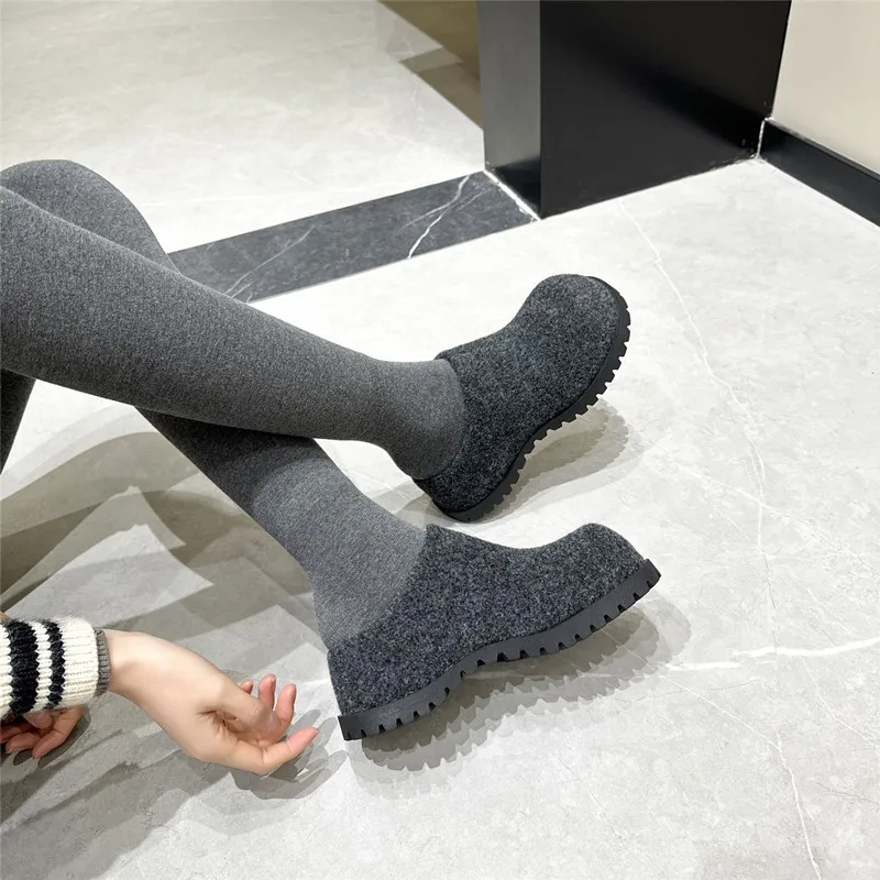 AIYUQI 여성 슬리퍼 착용 새로운 2025 가을 라운드 발가락 플란넬 클로즈 발가락 여... - 5