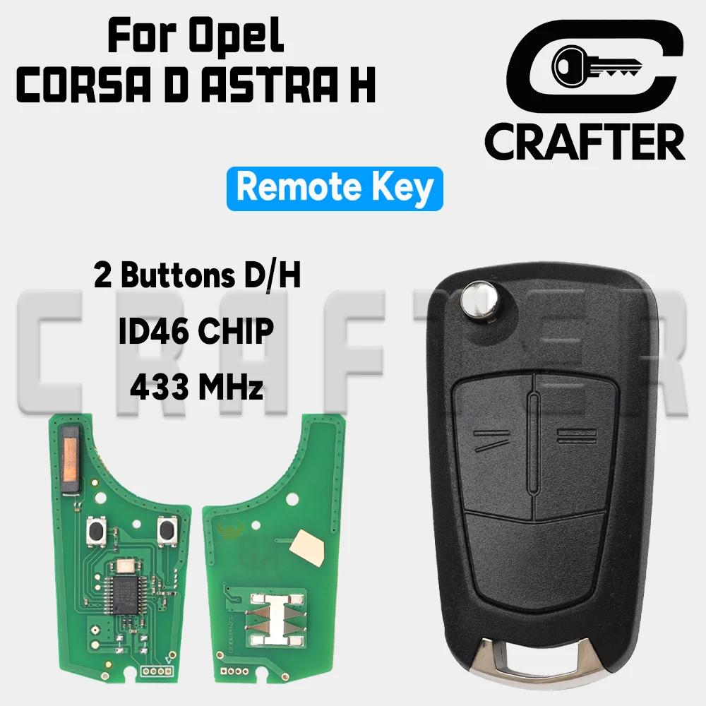 

Ключ Crafters Opel 433 МГц ID46 7941 CHIP флип дистанционный ключ от автомобиля для Opel CORSA D MARIVA B ASTRA H 2 кнопки