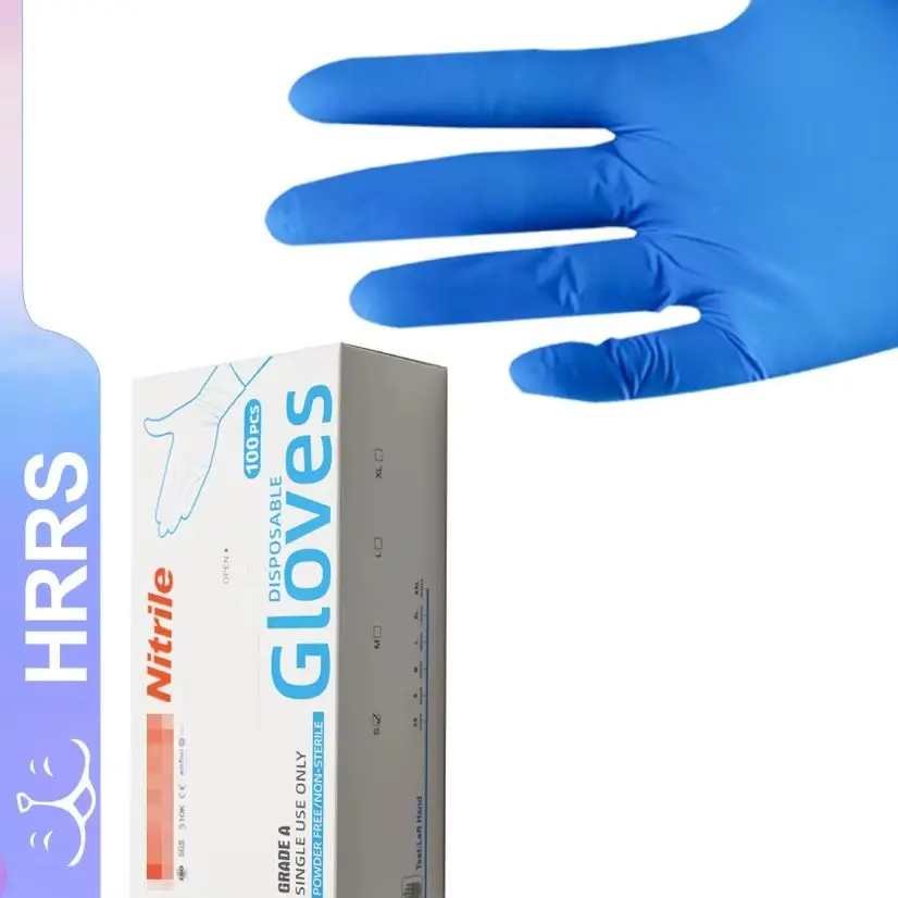 

100Pcs Nitrile Gloves Disposable Waterproof Blue Gloves S/M/L Size