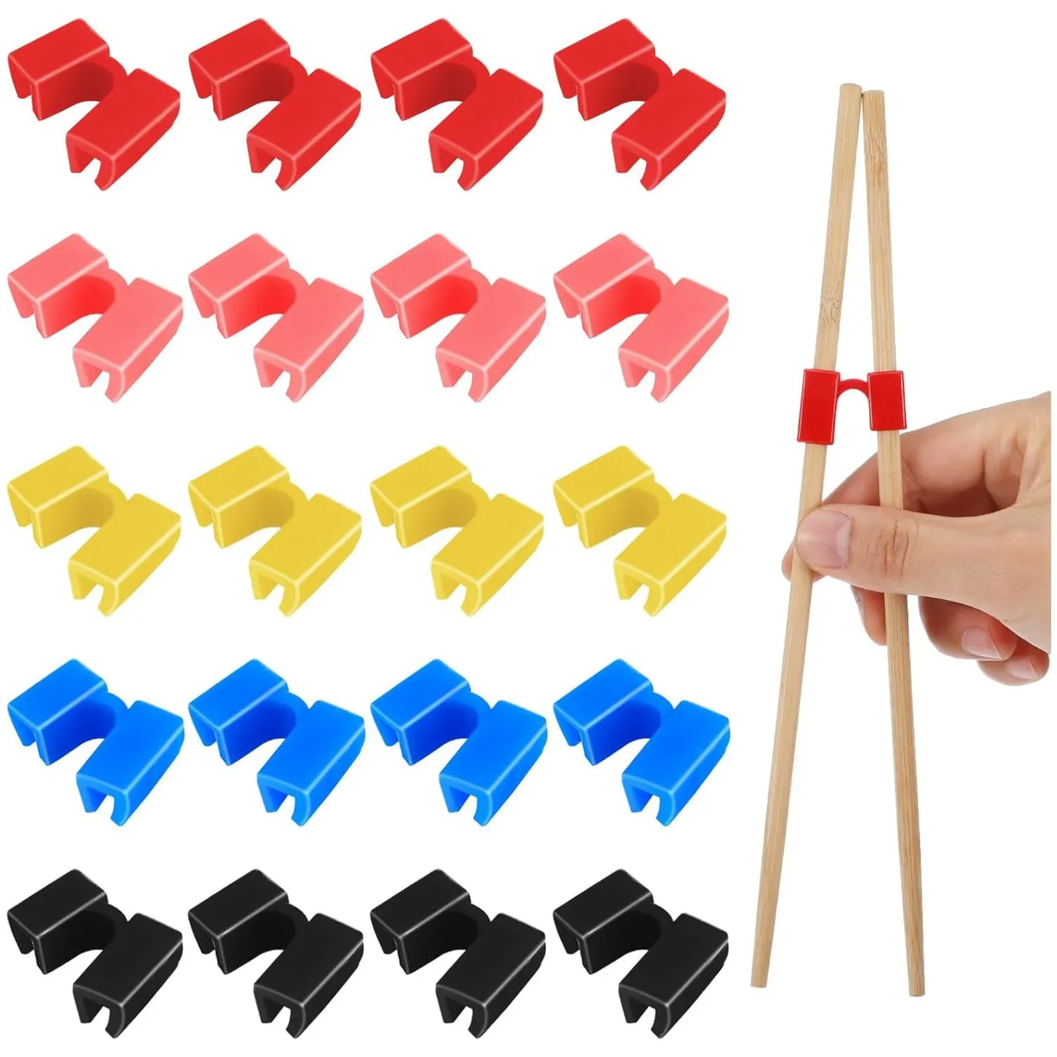 20PCS Reusable Chopsticks Helper Multicolor Plastic Practice Chopstick Trainer Hinges Connector Training Non Slip Stick Helper