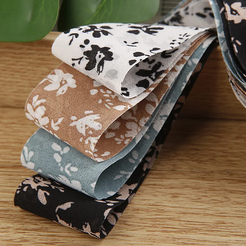 Cotton Floral Ribbon Korean Double Faced Fabric Trim DIY Craft Bow Clip Gift Bouquet Wrapping Sewing Curtain Clothing Pet Rope