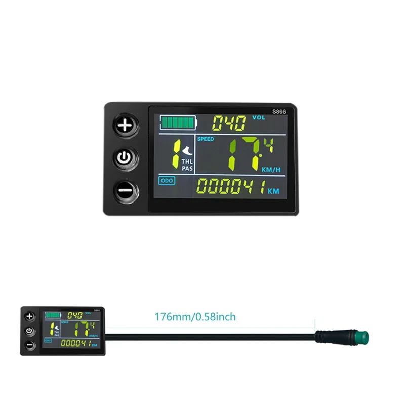 LCD-S866 rower elektryczny kolorowy wyświetlacz LCD Instrument 24V 36V 48V modyfikacja rower elektryczny, wodoodporne złącze