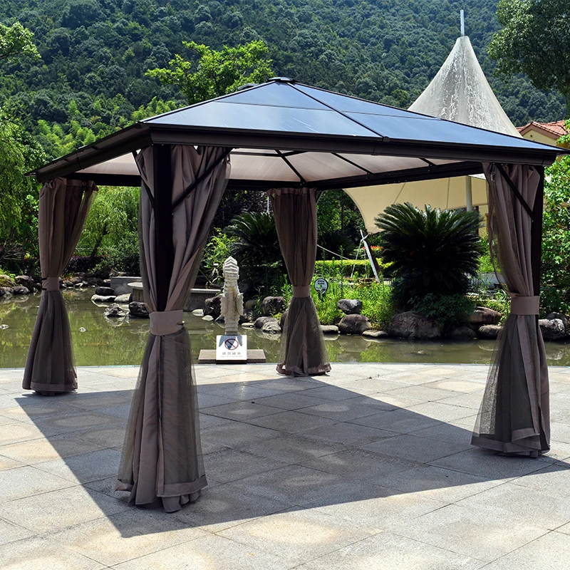 Hardtop Aluminum Gazebo Galvanized Metal Roof Garden Pavilion 3x3m Modern Luxury Outdoor