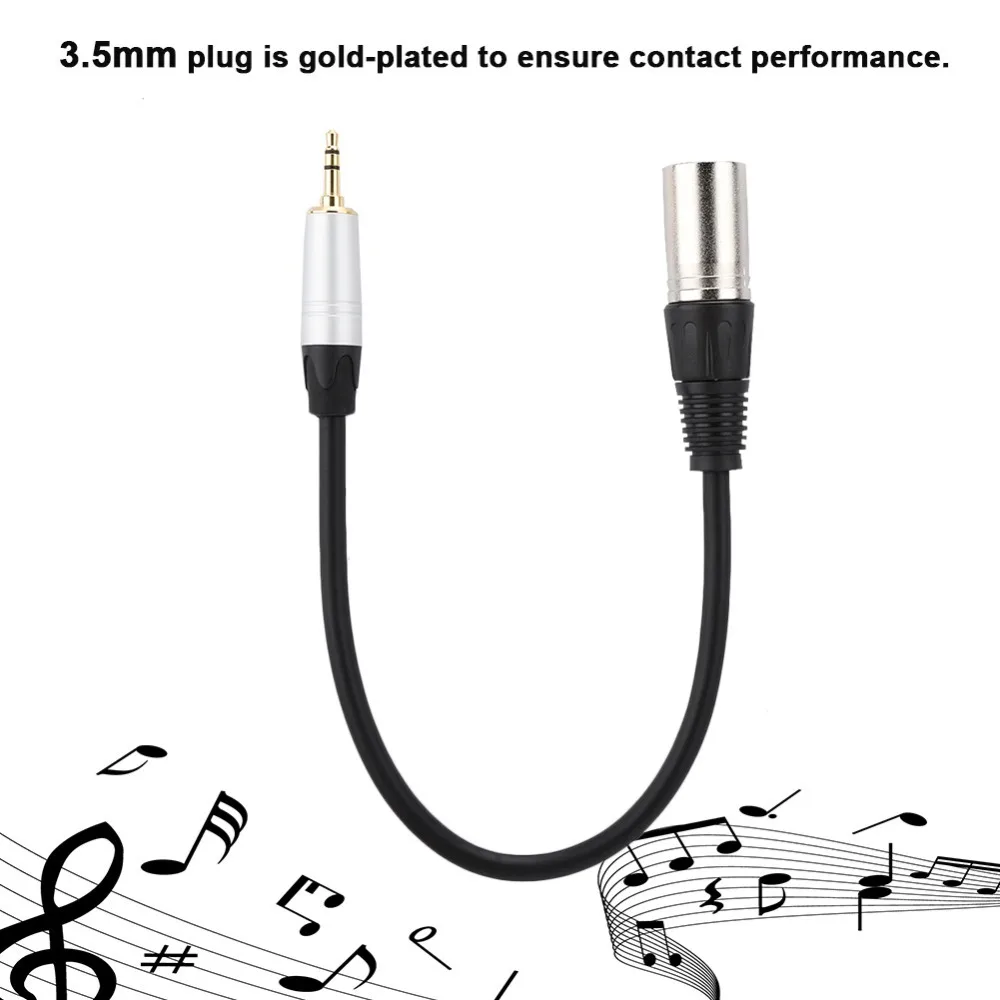 30cm 3.5mm Male To 3PIN XLR Male Flexible Plug and Play Male Audio Adapter Cable Stereo Transmission Cable Studio Recording