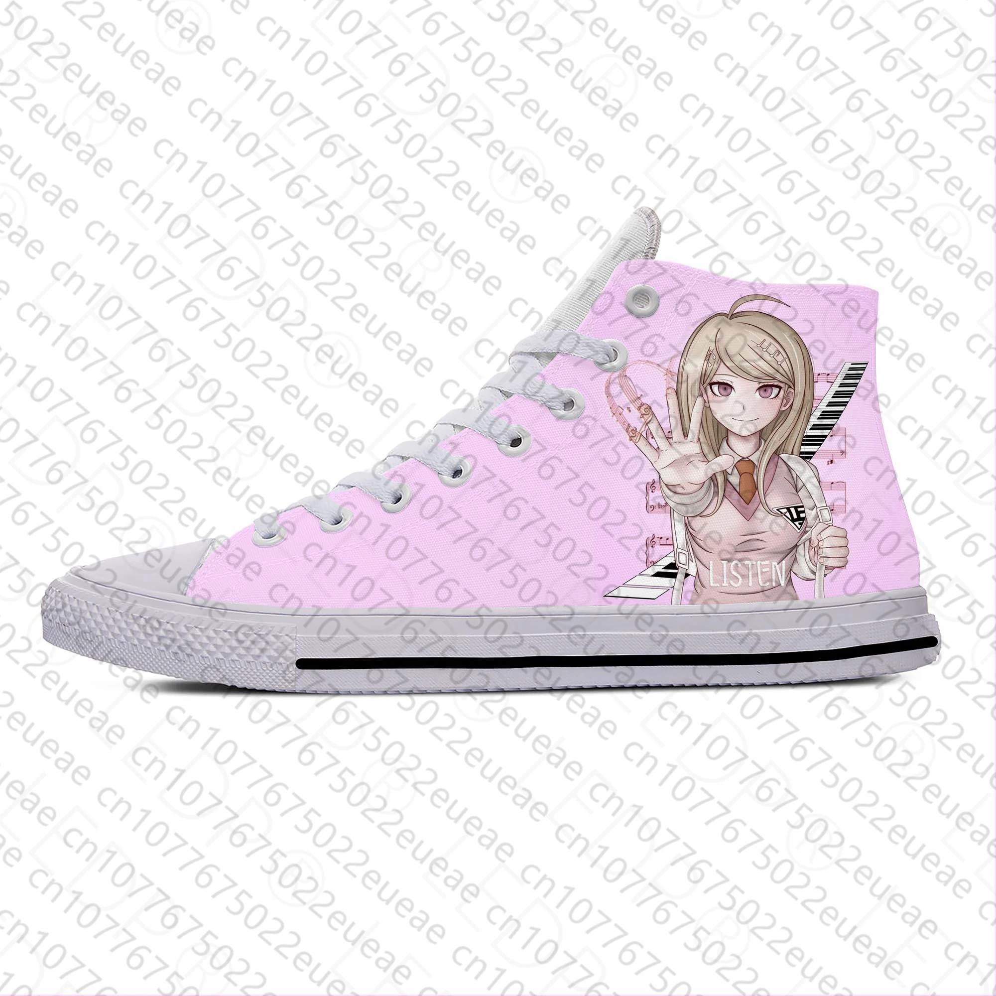 Anime Manga Cartoon Danganronpa Akamatsu Kaede Casual Cloth Shoes High Top Lightweight Breathable 3D Print Men Women Sneakers