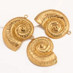3Pcs Chunky Ocean Sea Shell Charms Stainless Steel Texture Conch Pendants 18K PVD Plated DIY Bohemia Jewelry Making Accessories