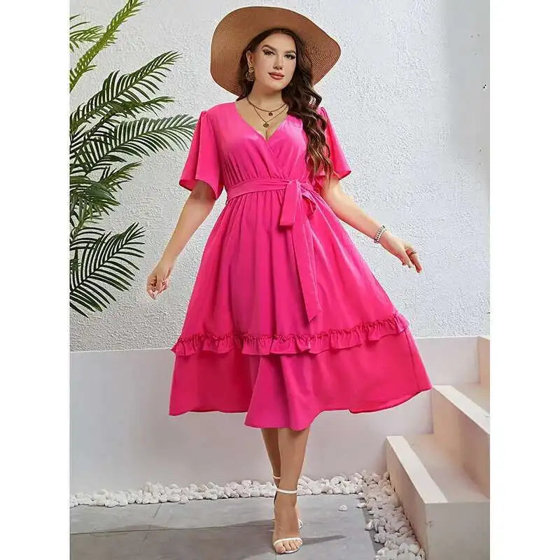 

Independently Developed Summer Rose V-neck Half Cardigan Dress for Women Birthday 2025 Party Summer Elegantes Casual Y2k
