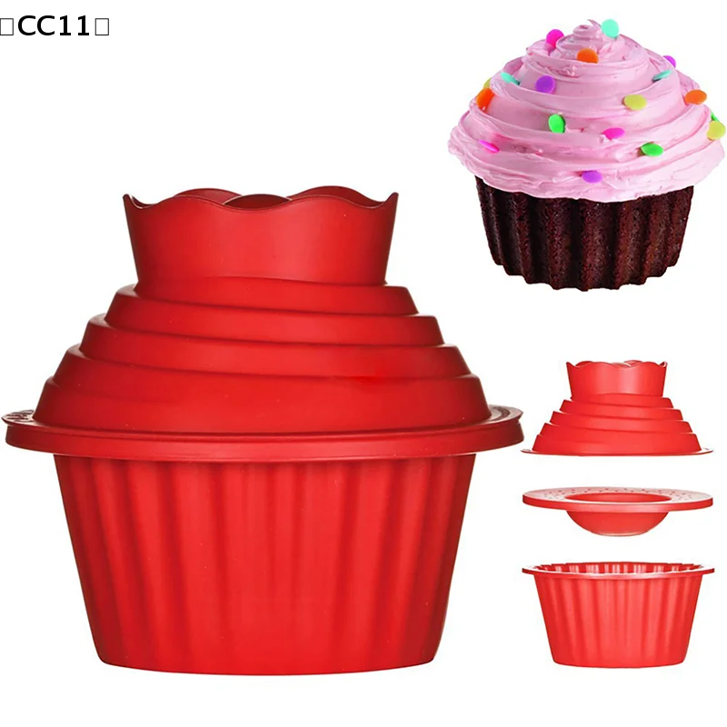 ieniaCC11 Parque Silikon-Riesen-Cupcake-Form, 3 Stück Cupcake-Silikonform mit großer Oberseite, hitzebeständige Backwerkzeuge, Backmaschine