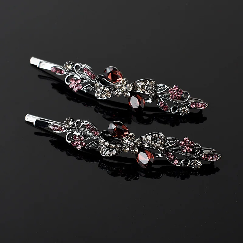 New Korean version blue crystal one line clip luxury side clip horizontal clip top clip women\'s fashionable hair accessories