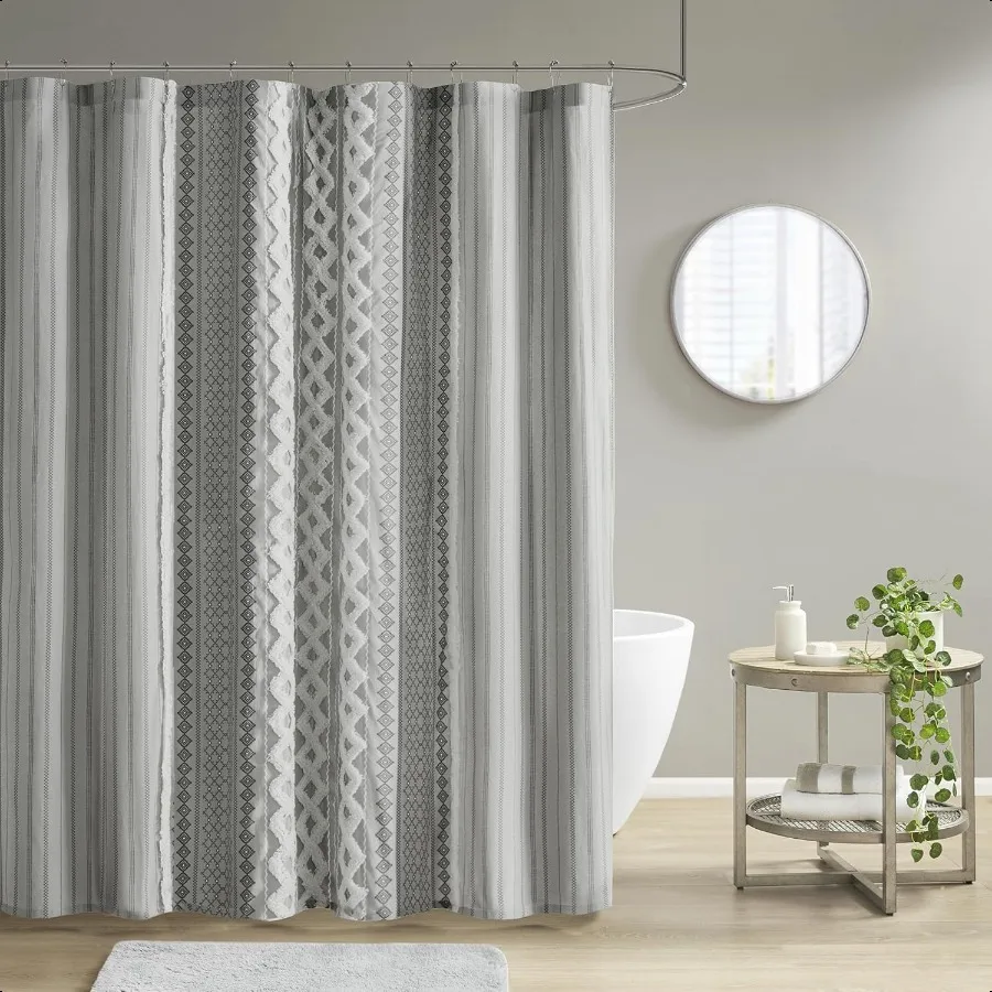 

Imani Tufted Chenille 100 Cotton Shower Curtains hine Washable Modern Home Bathroom Decor Bathtub Privacy Screen 72 x 72 Grey