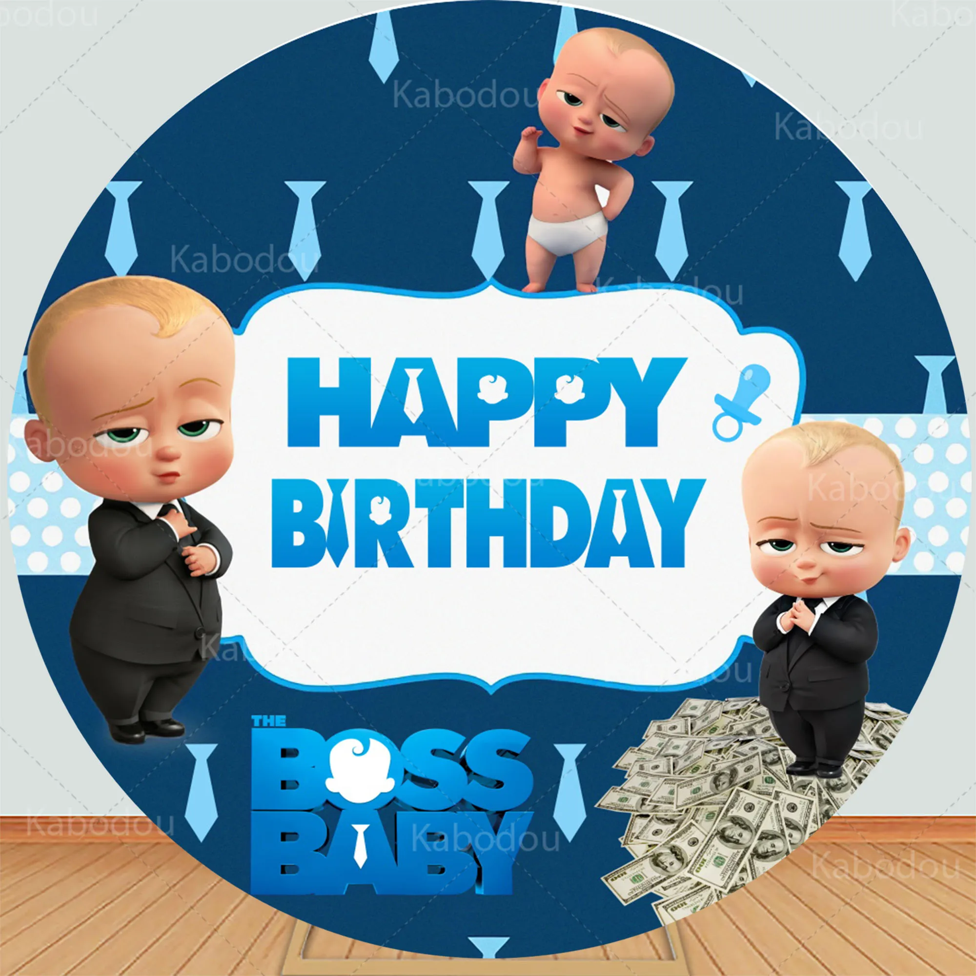 

The Boss Baby Round Backdrop Boys Kid Birthday Party Decoration Baby Shower Blue Circle Photography Background Poster Cover Prop