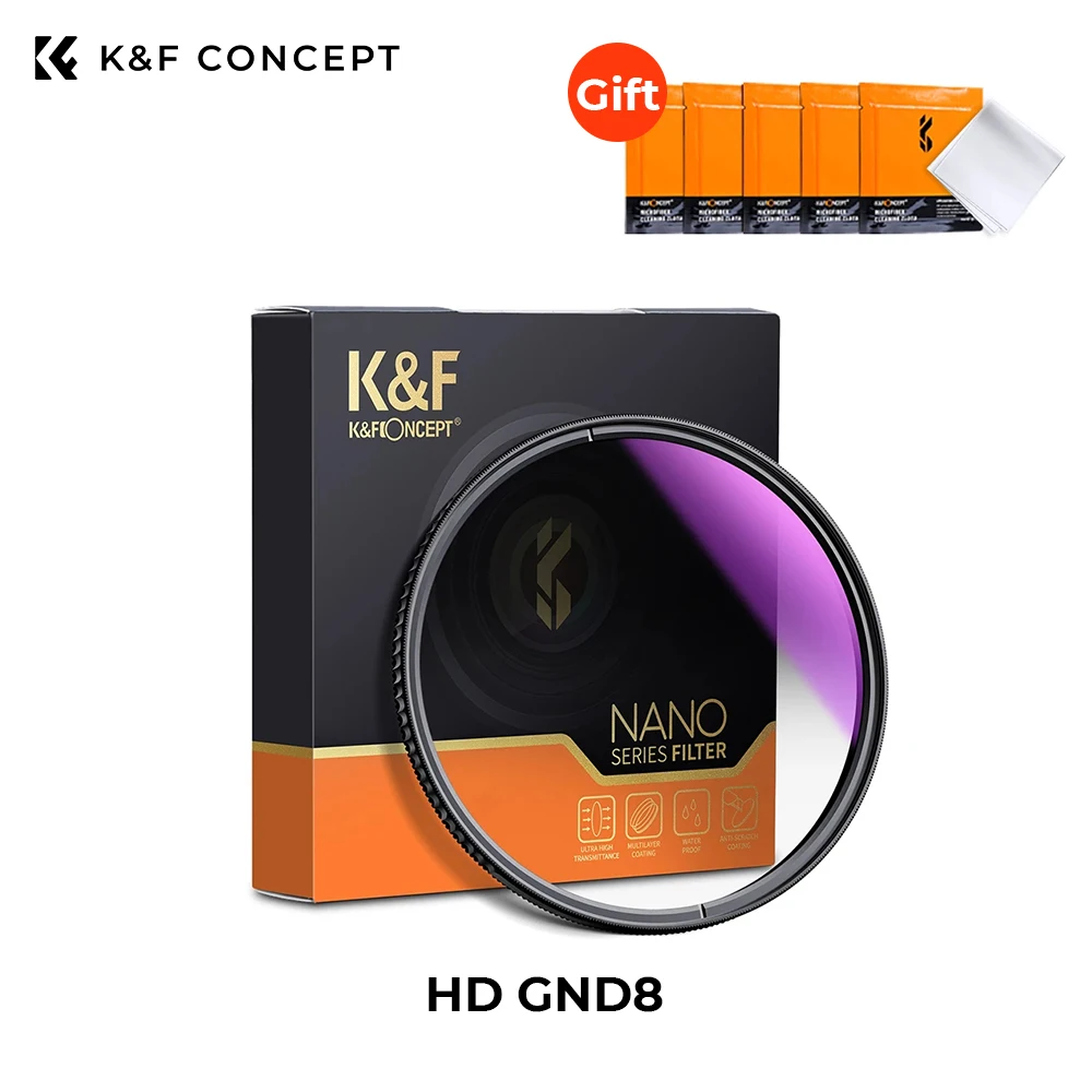 K&F Concept HD GND8 Optical Glass Soft Graduated Neutral Density Filter with 28 Multi-Layer Coating Waterproof Scratch Resistant