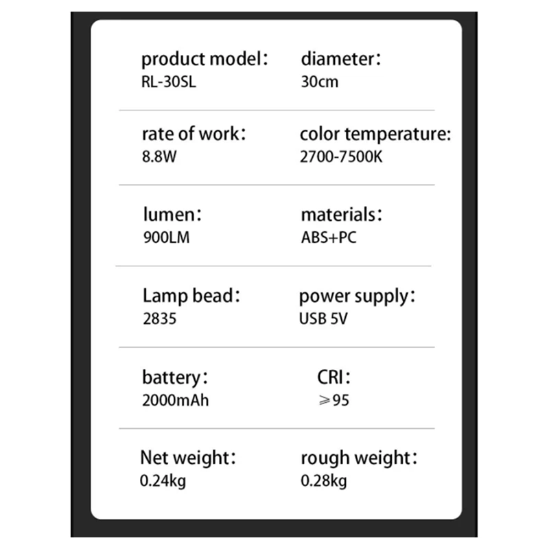 RGB 휴대용 LED 필 라이트, 사진 조명용 USB 충전식 LED 라이트, LED 비디오 라이트, 플래시 라이트, 2700-7500K