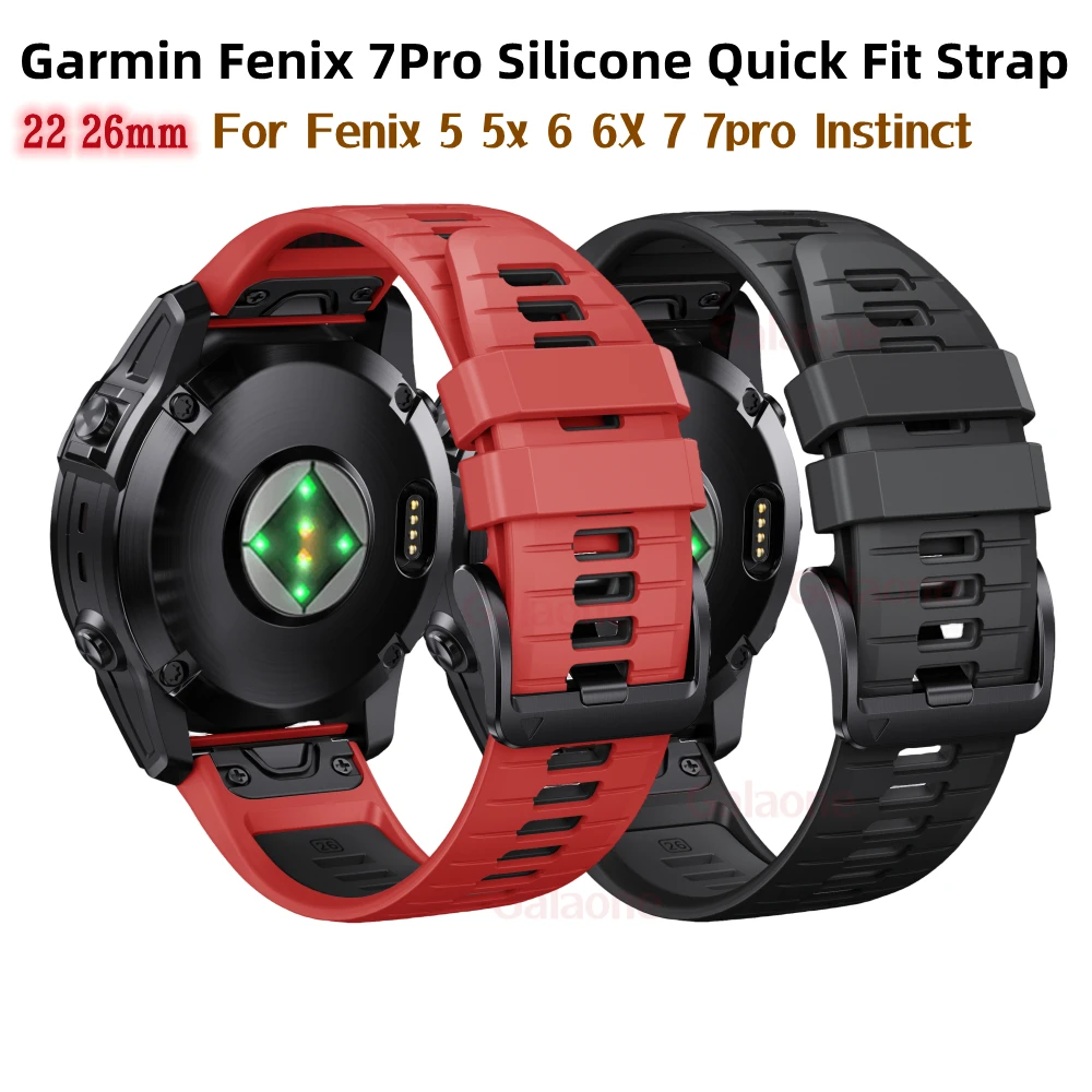 22 26mm Garmin Silicone Quick Release Strap For Fenix5 5XPlus 6 6XPro 7Pro 7X Easy Fit Watch Band Bracelet Instinct Wristband