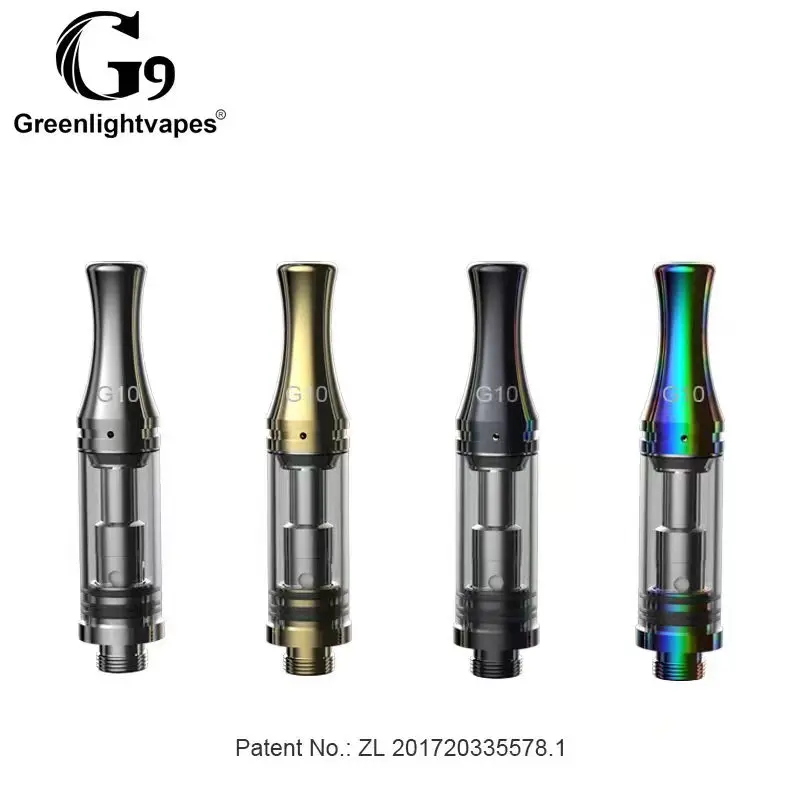 10PCS/LOT Greenlightvapes G10 1ml Empty Cartridges 510 Atomizer Refillable Thick Oil Ceramic Heat Tank Work with Preheat Battery