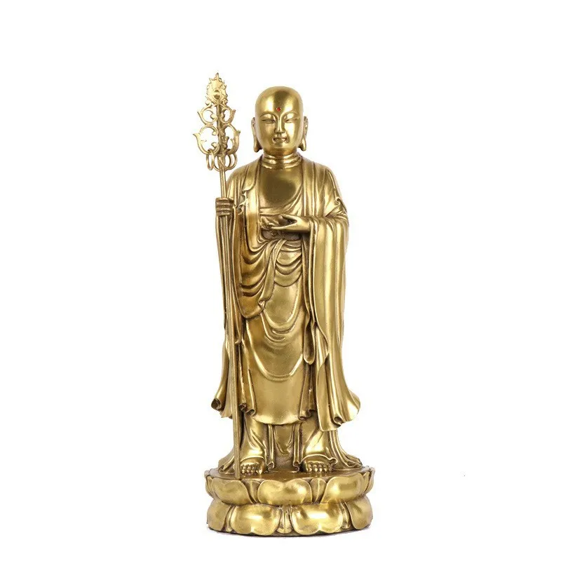 artifacts, bronze crafts, decorative pieces, standing statue of Ksitigarbha Bodhisattva